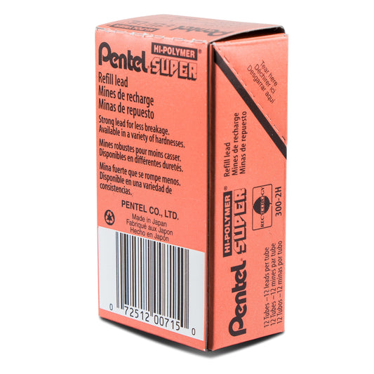 Super Hi-Polymer Lead Refill (0.3mm) Extra Fine, 2H, 12 pcs/Tube (300-2H)