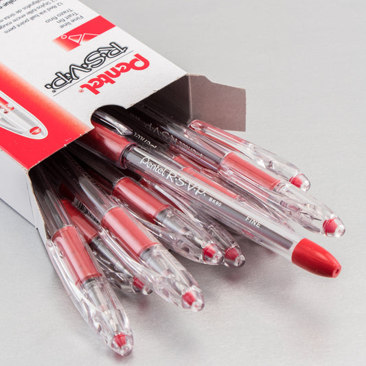 RSVP Ballpoint Pen, (0.7mm) Fine Line, Red Ink (BK90-B)