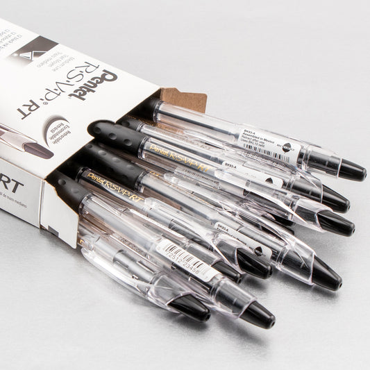 RSVP RT Retractable Ballpoint Pen, (1.0mm) Medium Line, Black Ink (BK93-A)