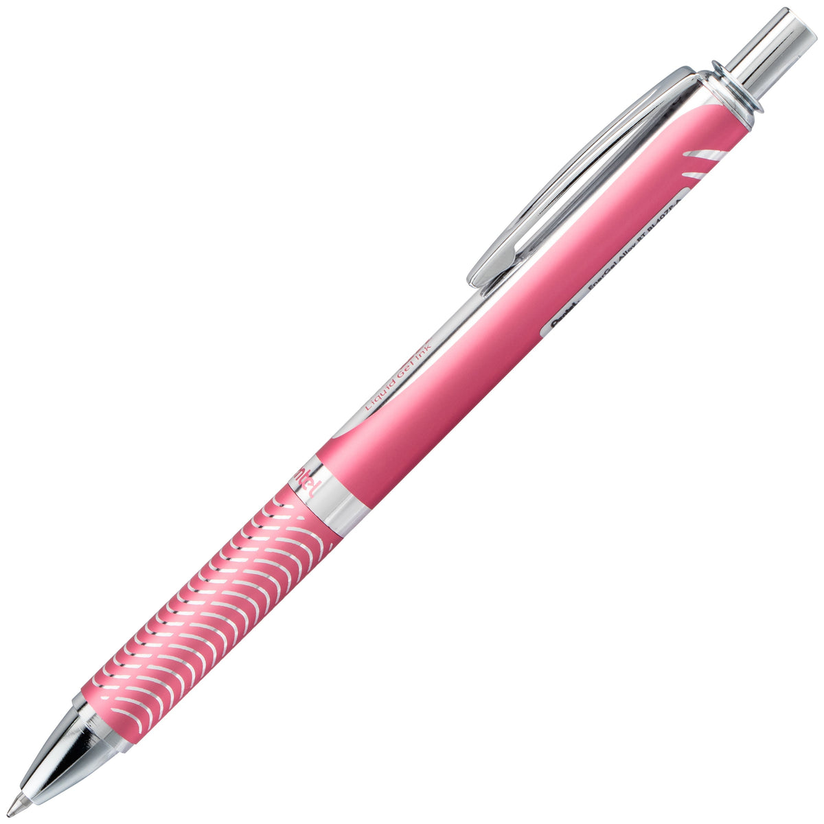 Pentel EnerGel Alloy Retractable Premium Liquid Gel Pen, (0.7mm) Metal Tip, Medium Line, Pink Barrel, Black Ink (BL407P-A), 24 Dozen