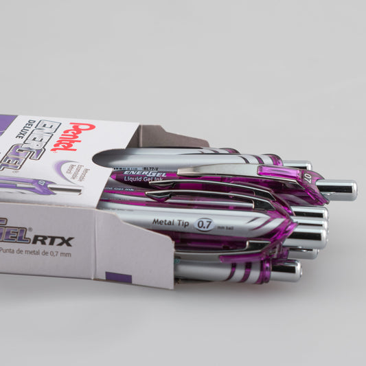 EnerGel RTX Retractable Liquid Gel Pen, (0.7mm) Metal Tip, Medium Line, Violet Ink (BL77-V)