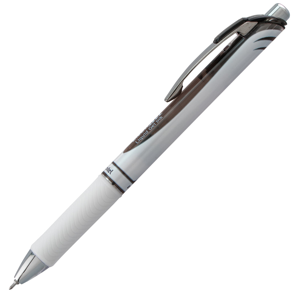 Pentel EnerGel Pearl Retractable (0.5mm) Needle Tip, Fine Line, Black Accent, Black Ink (BLN75PW-A)