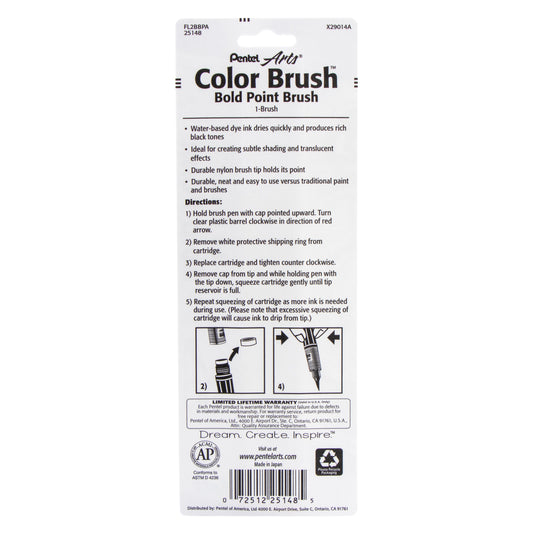 Pentel Arts Brush, Bold Point, Black Ink 1-Pk (FL2BBPA)