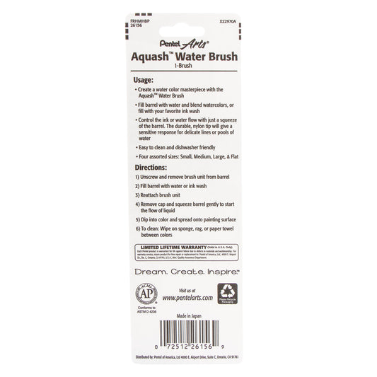 Pentel Arts Aquash Water Brush, Flat Tip,1-Pk Carded (FRHMHBP)