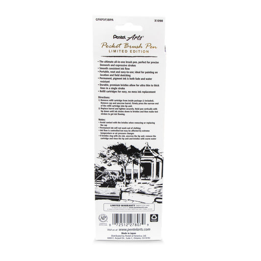 Pentel Arts Limited Edition Pocket Brush, Indigo Wrap (GFKP3F3BPA)