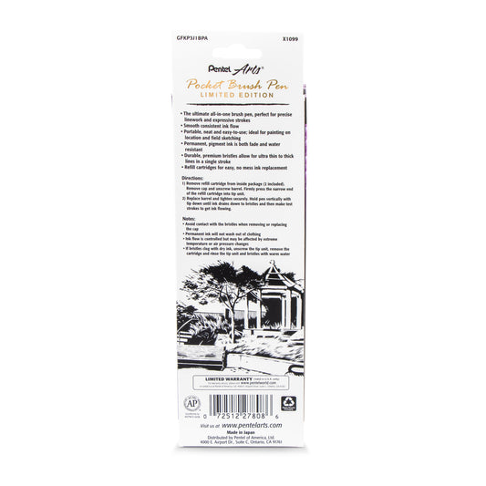 Pentel Arts Limited Edition Pocket Brush, Wisteria Wrap (GFKP3J1BPA)