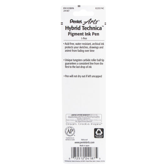 Pentel Arts Hybrid Technica (0.3mm) Gel Pen, Black Ink 1-Pk (KN103BPA)