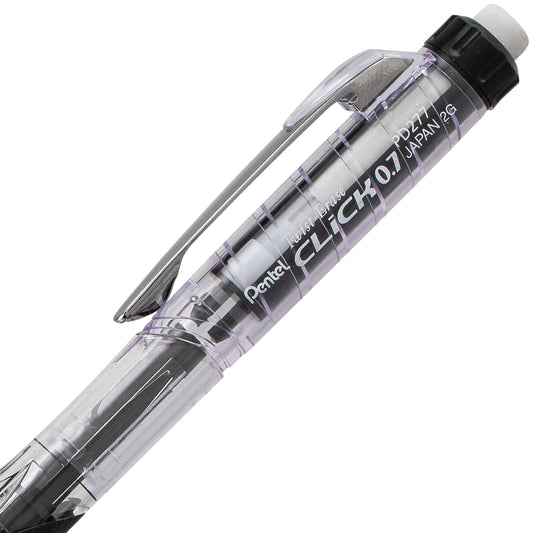 Twist-Erase Click Mechanical Pencil (0.7mm) Clear Barrel, Black Grip (PD277TA)