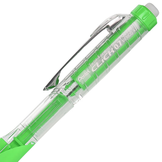 Twist-Erase CLICK Mechanical Pencil, (0.7mm), Clear Barrel, Lime Green Grip (PD277TK)