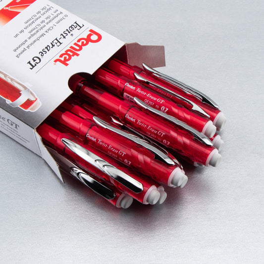 Twist-Erase GT (0.7mm) 1-CLICK Mechanical Pencil Transparent Red (QE207B)