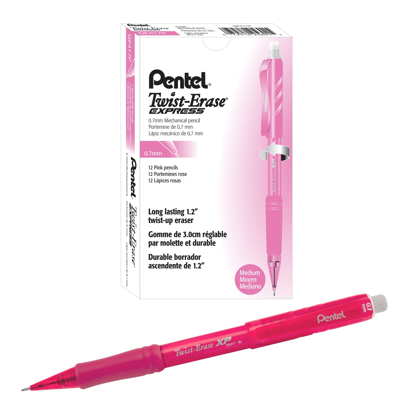 Twist-Erase EXPRESS Mechanical Pencil (0.7mm) Pink Barrel (NEW COLOR) (QE417P)