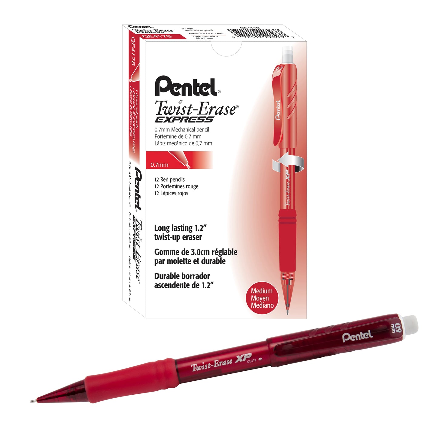 Twist-Erase EXPRESS Mechanical Pencil (0.9mm) Red Barrel (NEW COLOR) (QE419B)
