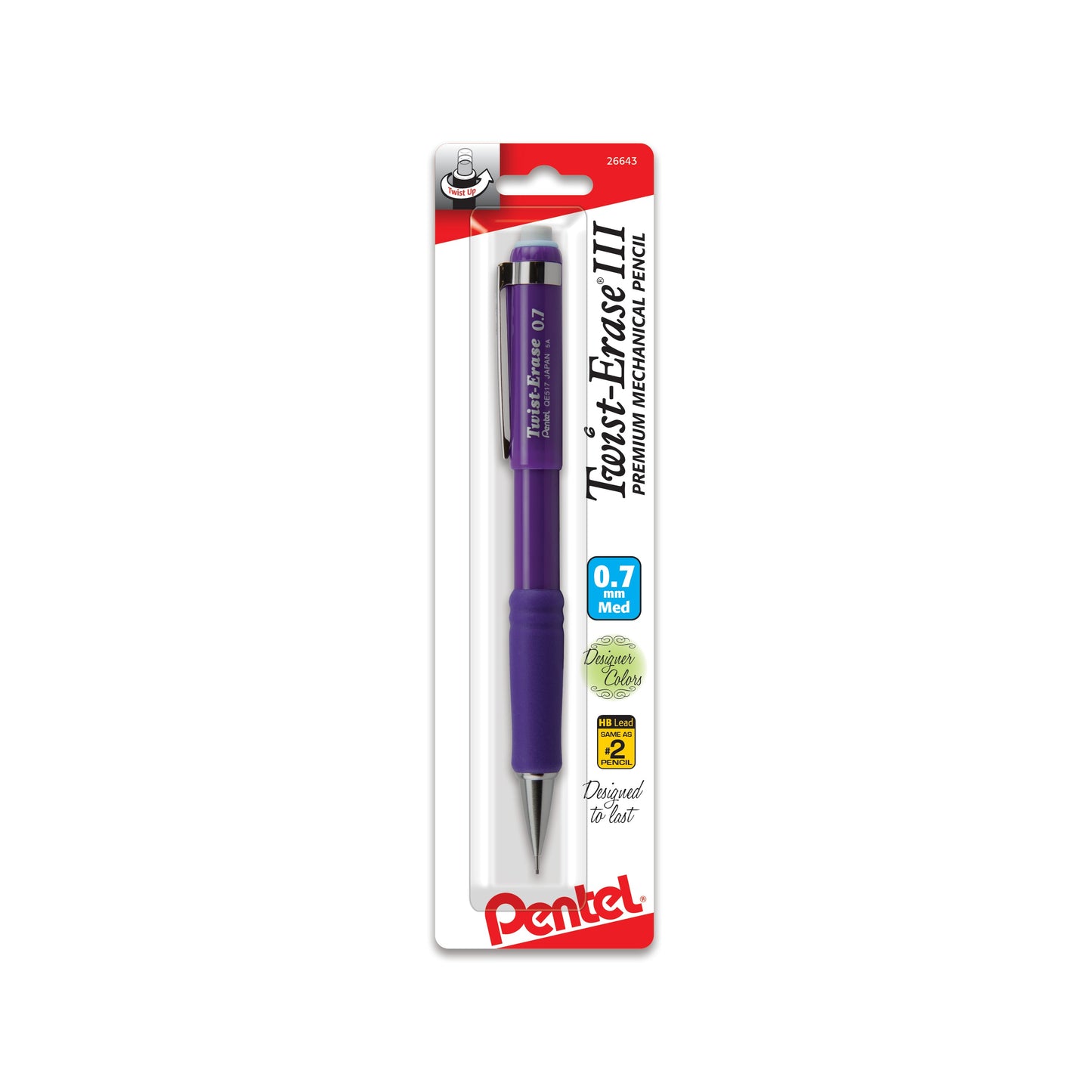 Twist-Erase III Mechanical Pencil, (0.7mm) 1-Pk - Fashion Colors (QE517FBPM)