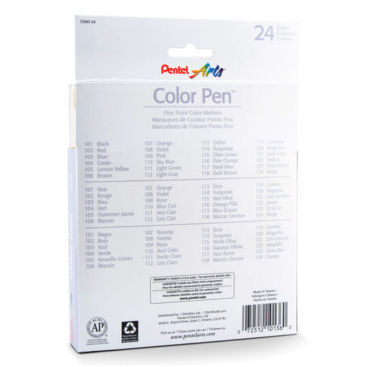 Pentel Arts Color Pen 24-Color Set (S360-24)