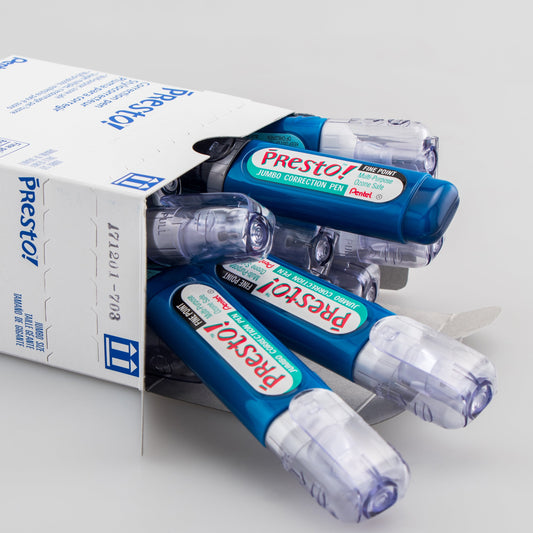 Pentel Presto! Jumbo Correction Pen Fine Point Metal Tip 12 ml/0.4 fl.oz. (ZL31-W), 24 Dozen