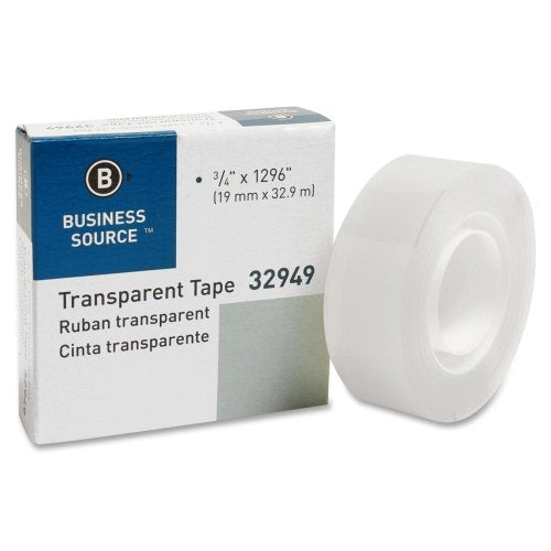 Wholesale CASE of 25 - Bus. Source All-purpose Transparent Tape-Transparent Tape, 1" Core, 3/4"x1296", Clear
