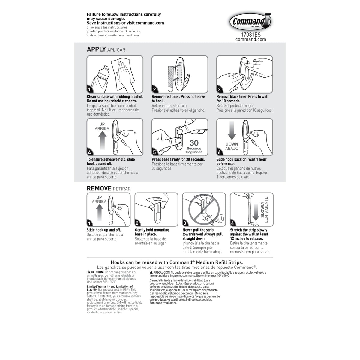 Command™ Medium Metallic Designer Hooks 17081BN-4ES, Value Pack, 4 Hooks, 6 Strips