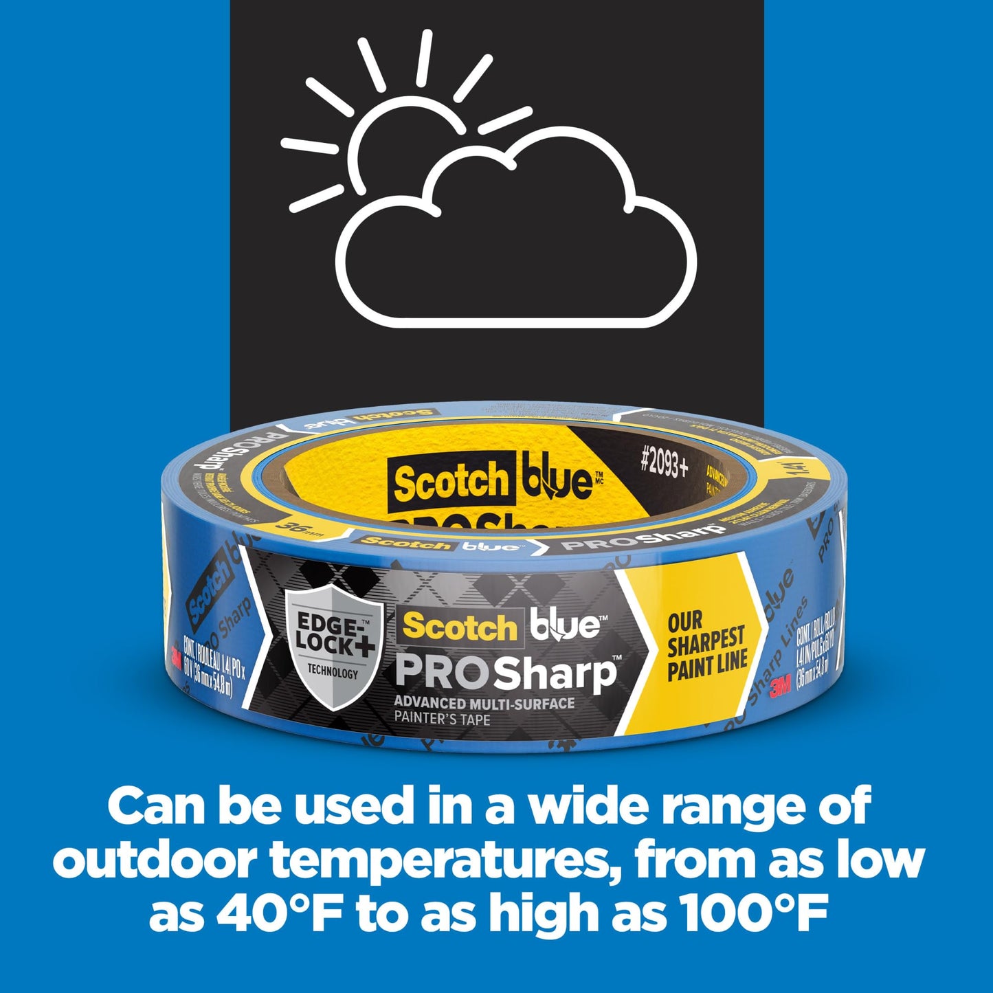 ScotchBlue™ PROSharp™ Painter's Tape 2093+-36NC4-P, 1.41 in x 60 yd (36mm x 54.8m), 4 rolls/pack, B3G1 Promo