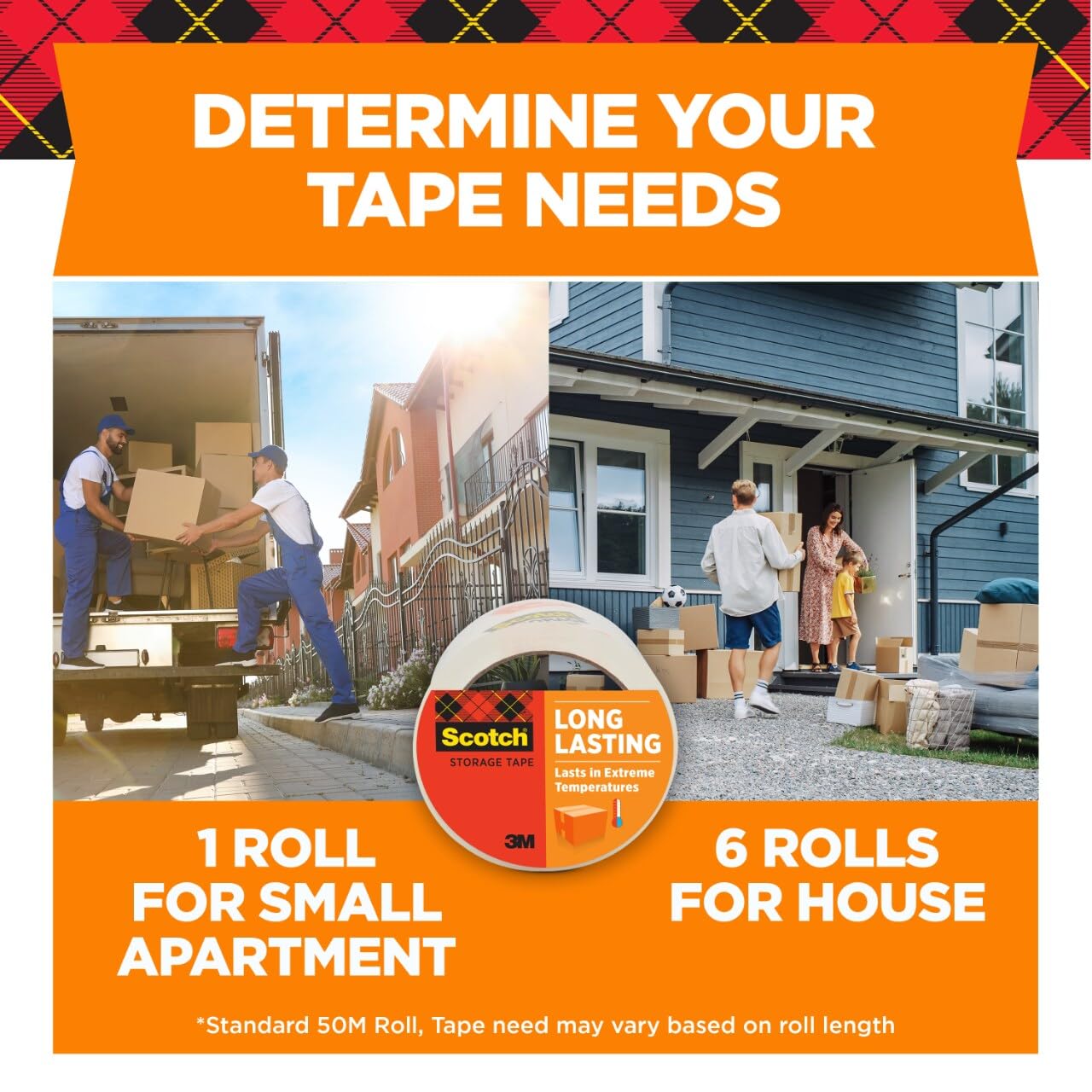 Scotch® Storage Packaging Tape 3650-LR2-6GC, 1.88 in 54.6 yd (48 mm x 50 m)
