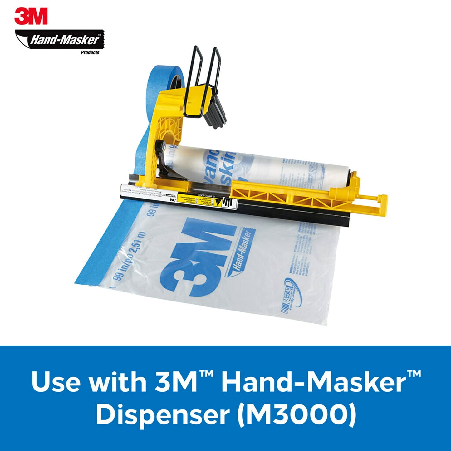 3M™ Hand-Masker™ Advanced Masking Film, AMF99-8C, 99 in x 90 ft x .35 mil (2.51 m x 27.4 m x .00889 mm)