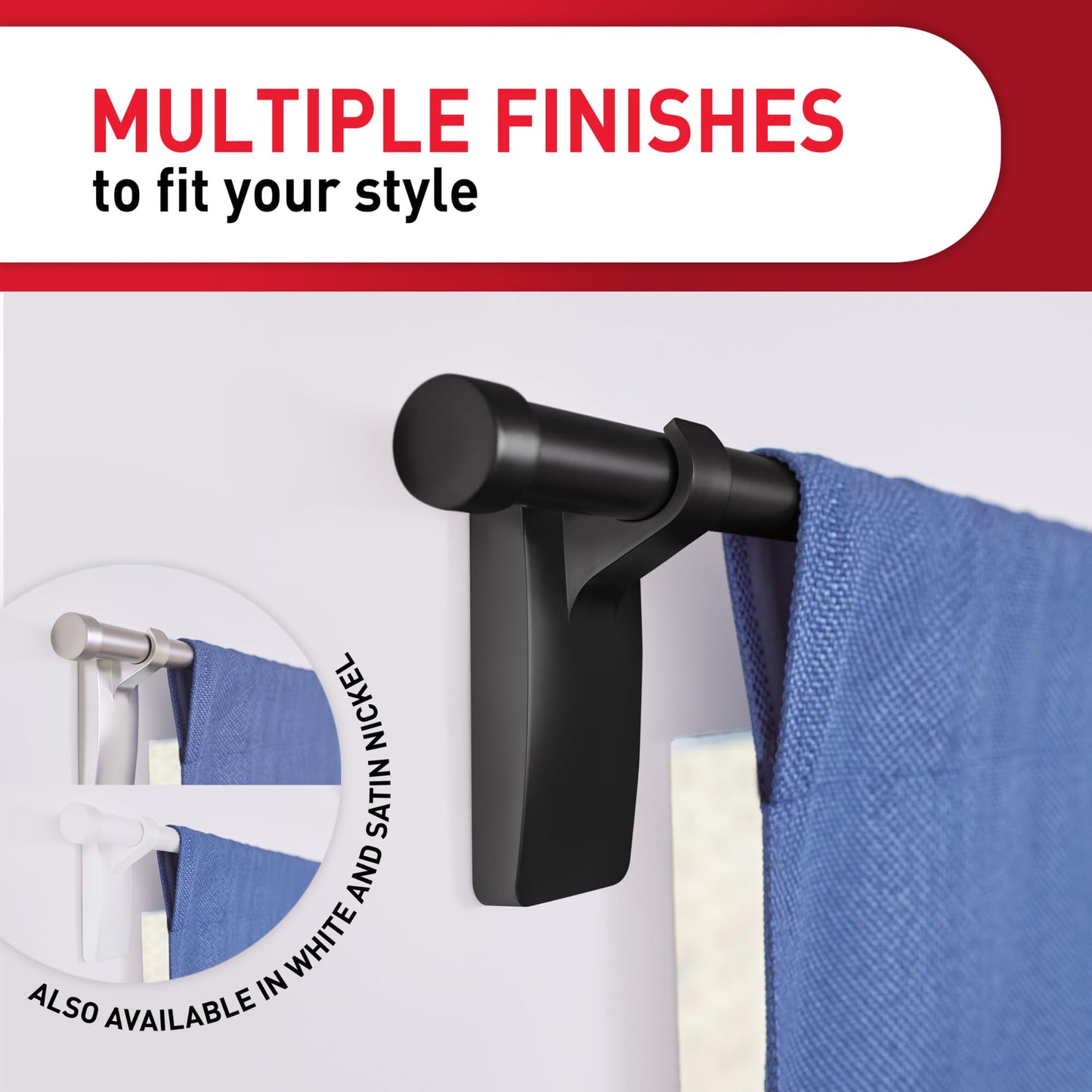 Command™ White Curtain Rod Hooks 17654-2ESF, 2 hooks, 4 strips