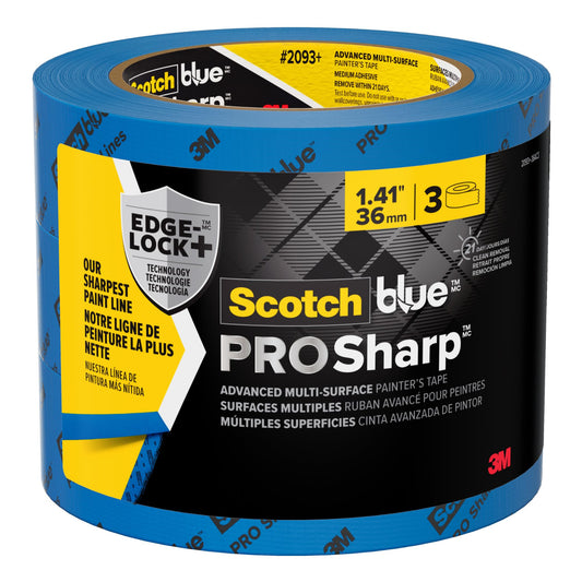 ScotchBlue™ PROSharp™ Painter's Tape 2093+-36AC3-P, 1.41 in x 60 yd (36mm x 54.8m), 3 rolls/pack, B2G1 Promo