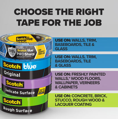 ScotchBlue™ PROSharp™ Painter's Tape 2093+-36AC3, 1.41 in x 60 yd (36mm x 54.8m), 3 rolls/pack