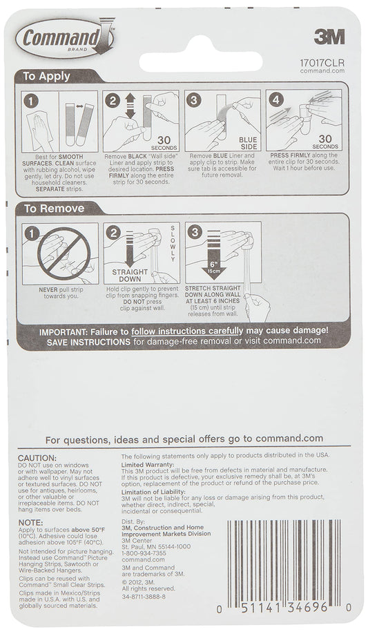 Command™ Clear Round Cord Clips, 17017CLRES, 4 Clips, 5 Strips
