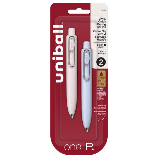 uniball™ one P Retractable Gel Pens, Micro Point (0.5mm), Black, 2 Pack