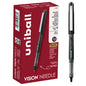 uniball™ Vision Needle Rollerball Pens, Micro Point (0.5mm), Black, 12 Pack