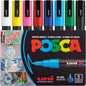 uni® POSCA PC-3M Water-Based Paint Markers, Reversible Fine Tip (0.9-1.3mm), Assorted Colors, 8 Pack