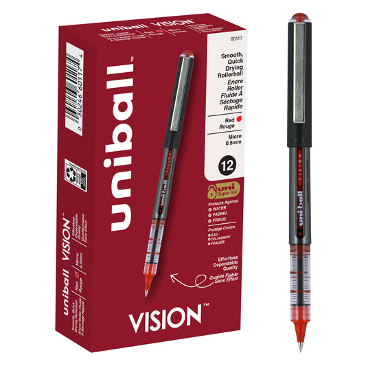 uniball™ Vision Rollerball Pen, Micro Point (0.5mm), Red