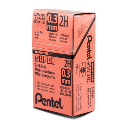 Super Hi-Polymer Lead Refill (0.3mm) Extra Fine, 2H, 12 pcs/Tube (300-2H)