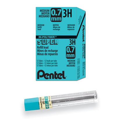 Super Hi-Polymer Lead Refill (0.7mm) Medium, 3H, 12 pcs/Tube (50-3H)