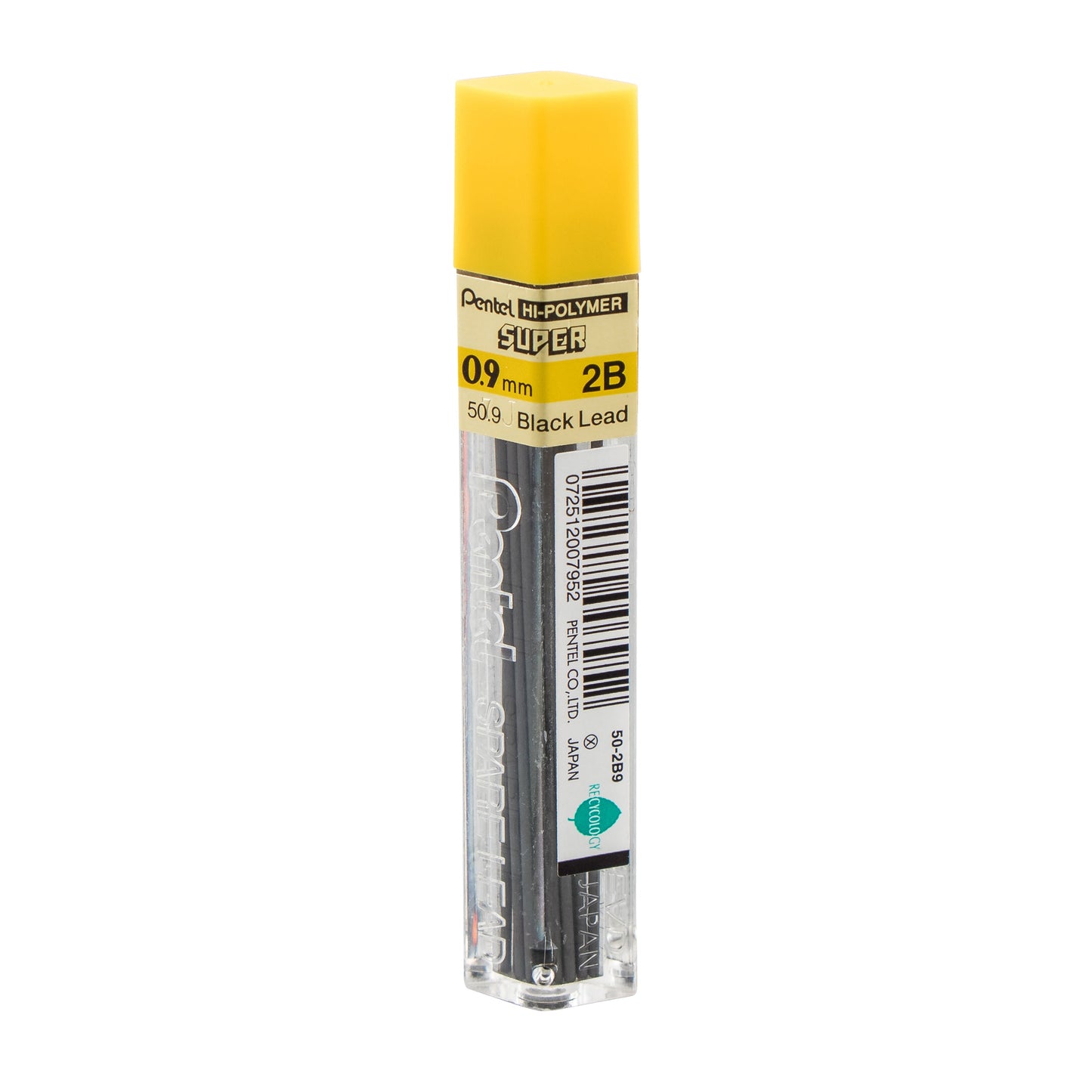 Super Hi-Polymer Lead Refill (0.9mm) Thick, 2B, 15 pcs/Tube (50-9-2B)