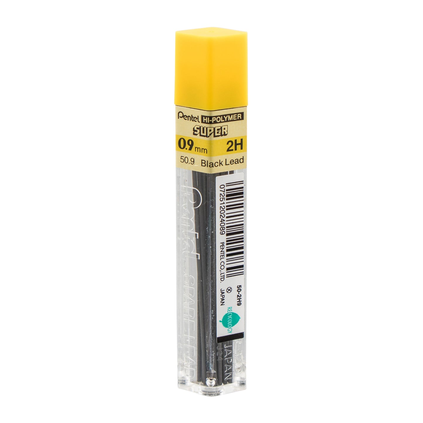 Super Hi-Polymer Lead Refill (0.9mm) Thick, 2H, 15 pcs/Tube (50-9-2H)