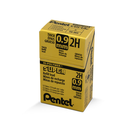 Super Hi-Polymer Lead Refill (0.9mm) Thick, 2H, 15 pcs/Tube (50-9-2H)