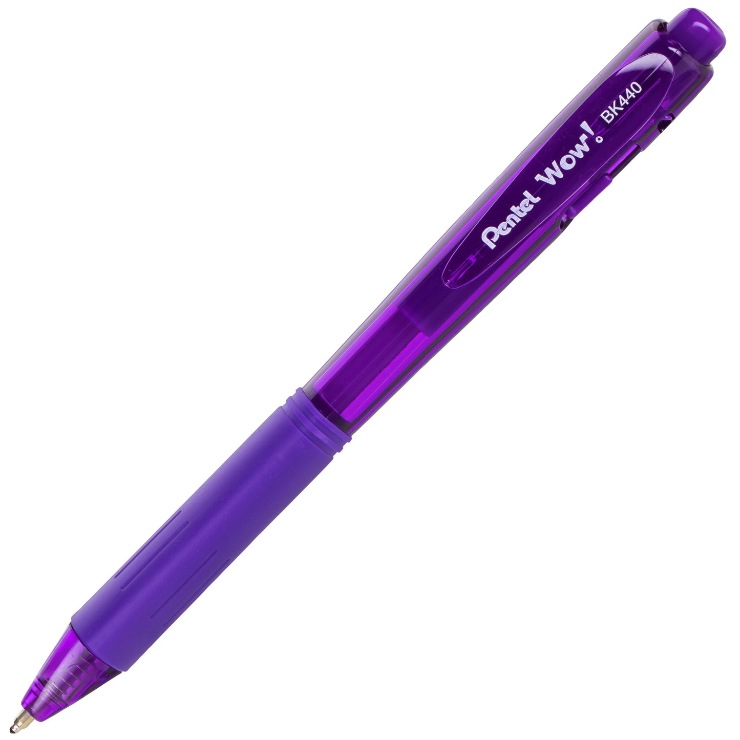 Wow! Retractable Ballpoint Pen, (1.0mm) Medium Line, NEW Ink, Violet Ink (BK440-V)