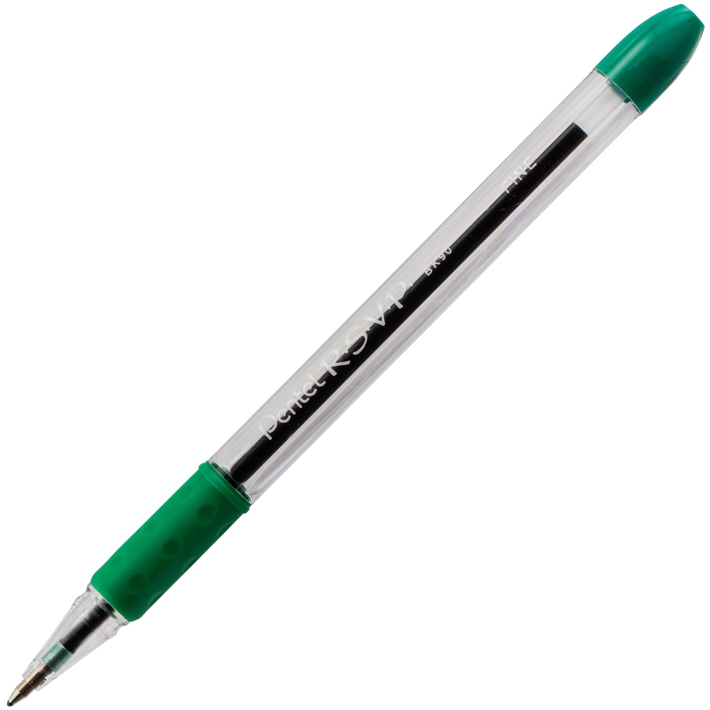 RSVP Ballpoint Pen, (0.7mm) Fine Line, Green Ink (BK90-D)