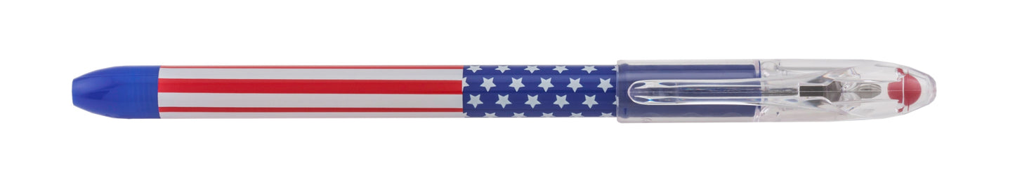 RSVP Ballpoint Pen, (0.7mm) Fine Line, Flag Barrel, Black Ink (BK90USA-A)