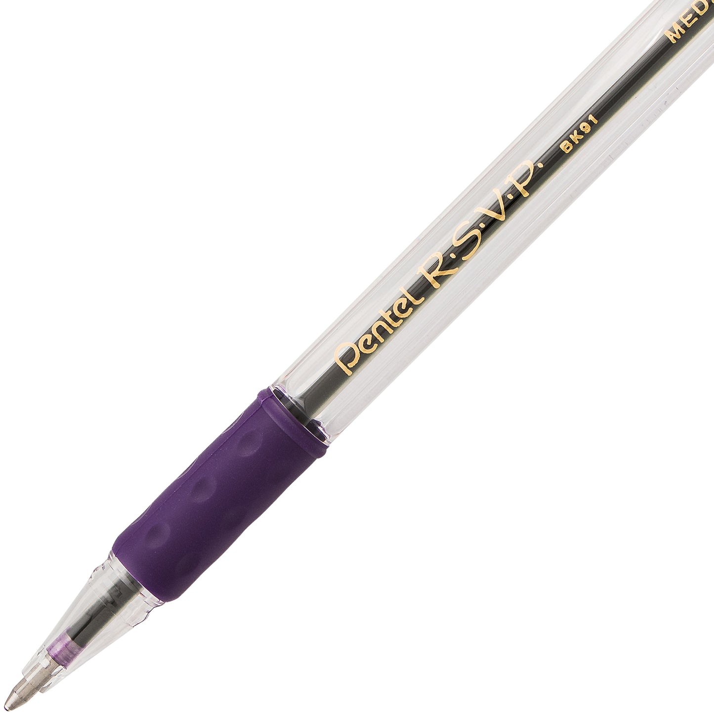 RSVP Ballpoint Pen, (1.0mm) Medium Line, Violet Ink (BK91-V)