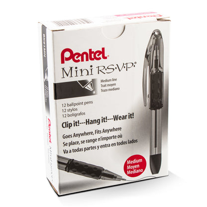 RSVP Mini Ballpoint Pen, (1.0mm) Medium Line, PInk Ink (BK91MNP-P)