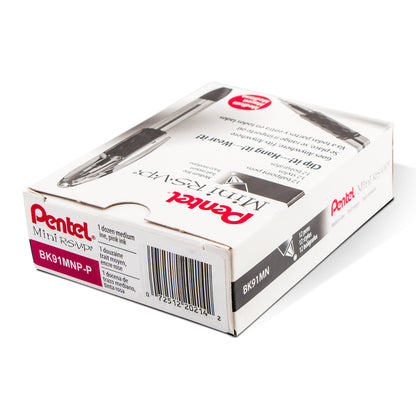 RSVP Mini Ballpoint Pen, (1.0mm) Medium Line, PInk Ink (BK91MNP-P)