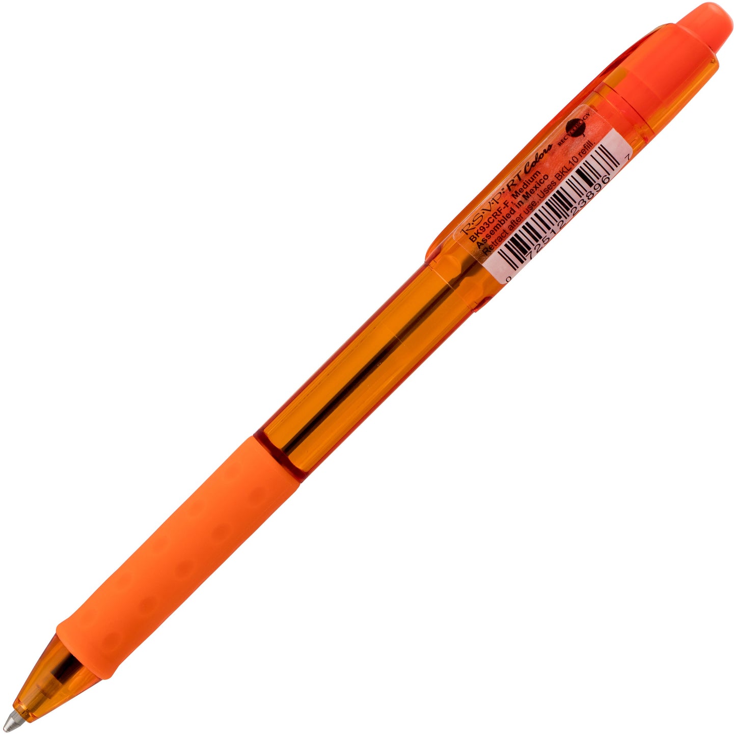 RSVP RT COLORS Retractable Ballpoint Pen, (1.0mm) Medium Line, Orange Barrel, Orange Ink (BK93CRF-F)