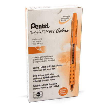 RSVP RT COLORS Retractable Ballpoint Pen, (1.0mm) Medium Line, Orange Barrel, Orange Ink (BK93CRF-F)