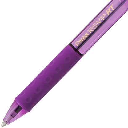 RSVP RT COLORS Retractable Ballpoint Pen, (1.0mm) Medium Line, Violet Barrel, Violet Ink (BK93CRV-V)
