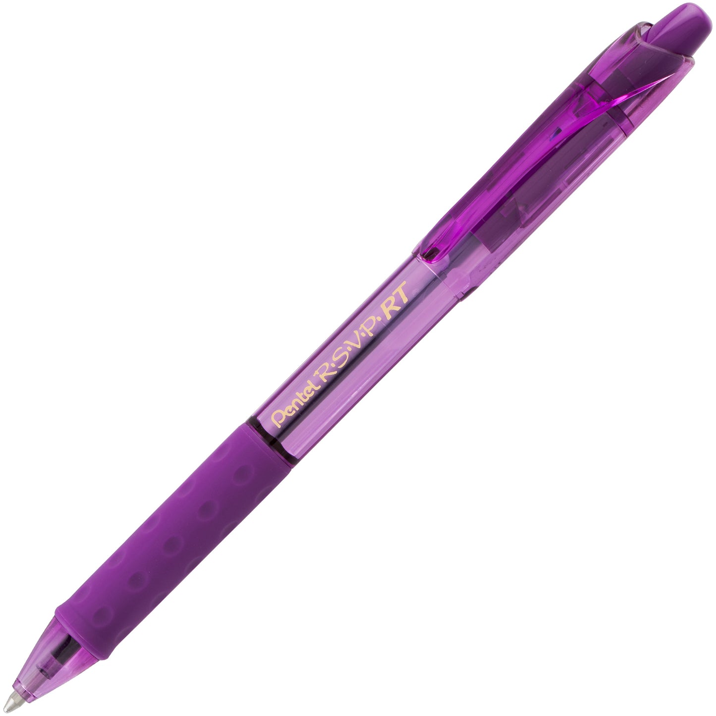 RSVP RT COLORS Retractable Ballpoint Pen, (1.0mm) Medium Line, Violet Barrel, Violet Ink (BK93CRV-V)