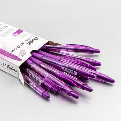 RSVP RT COLORS Retractable Ballpoint Pen, (1.0mm) Medium Line, Violet Barrel, Violet Ink (BK93CRV-V)