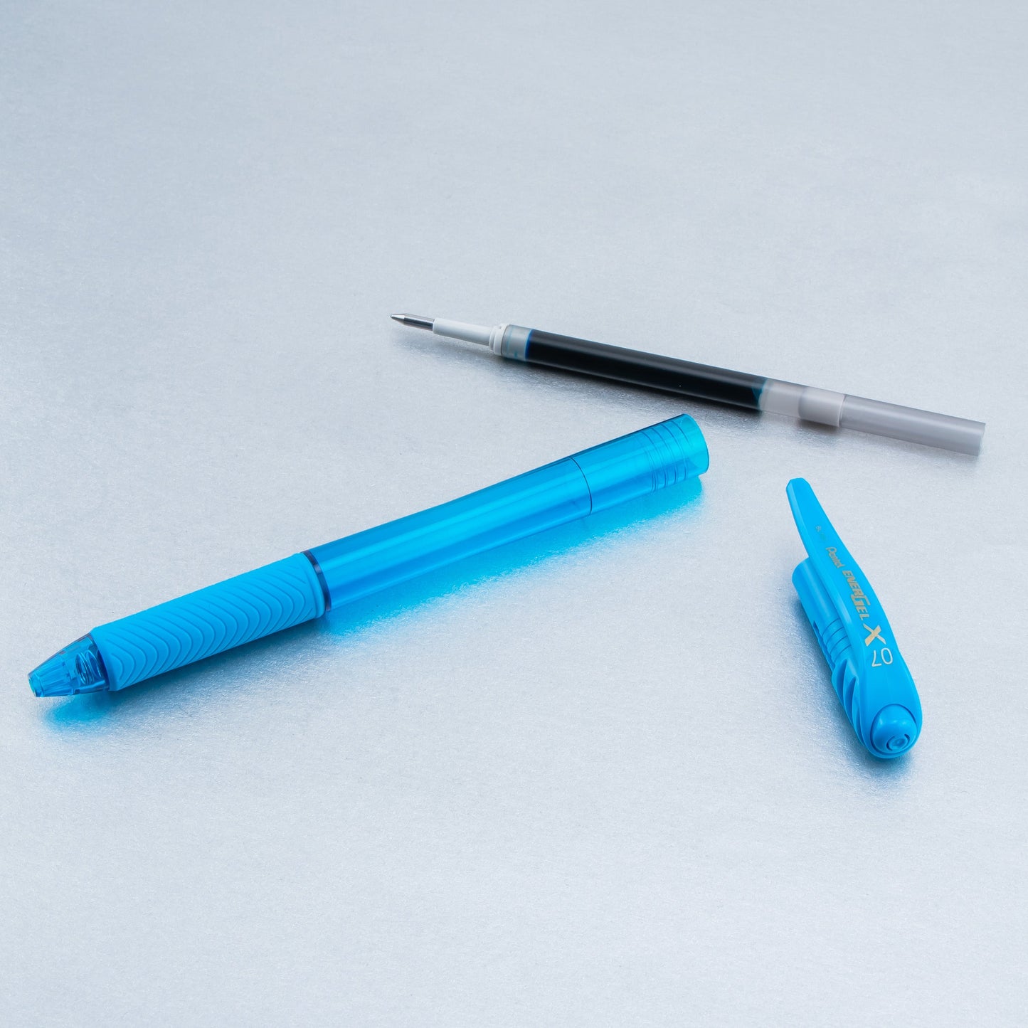 EnerGel-X Retractable Liquid Gel Pen, (0.7mm) Metal Tip, Medium Line, Sky Blue Ink (BL107-S)