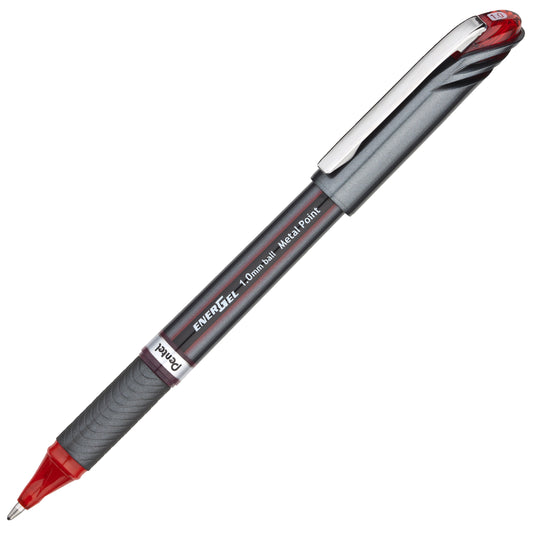 EnerGel NV Liquid Gel Pen, (1.0mm) Metal Tip, Bold Line Capped, Red Ink (BL30-B)